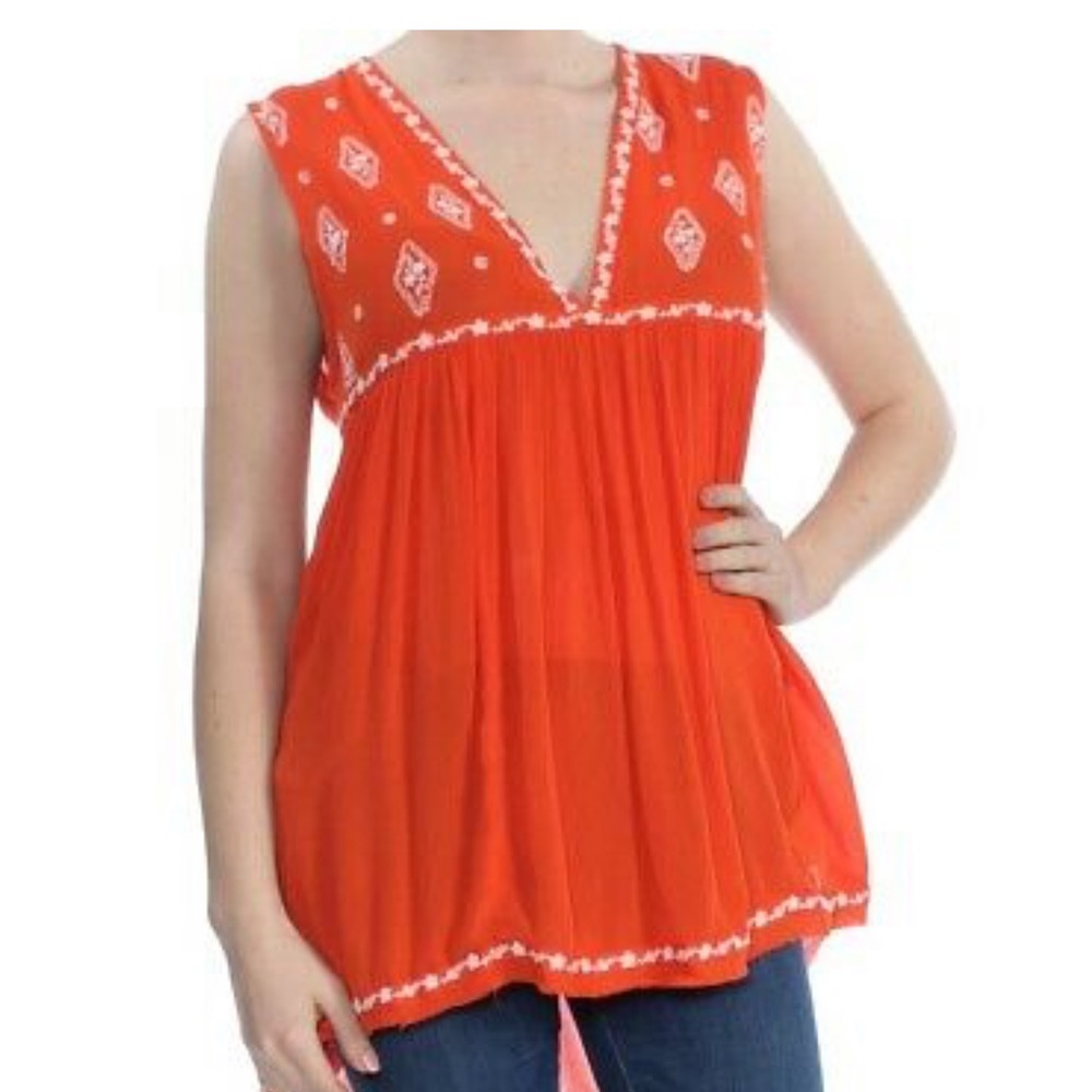 Women’s Embroidered Top, Flame Combo